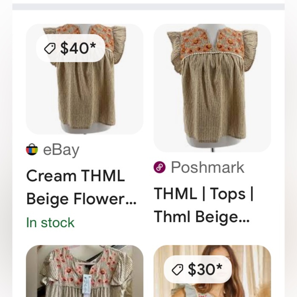 THML  Beige Striped Blouse with Orange Floral Embroidery - Picture 6 of 6